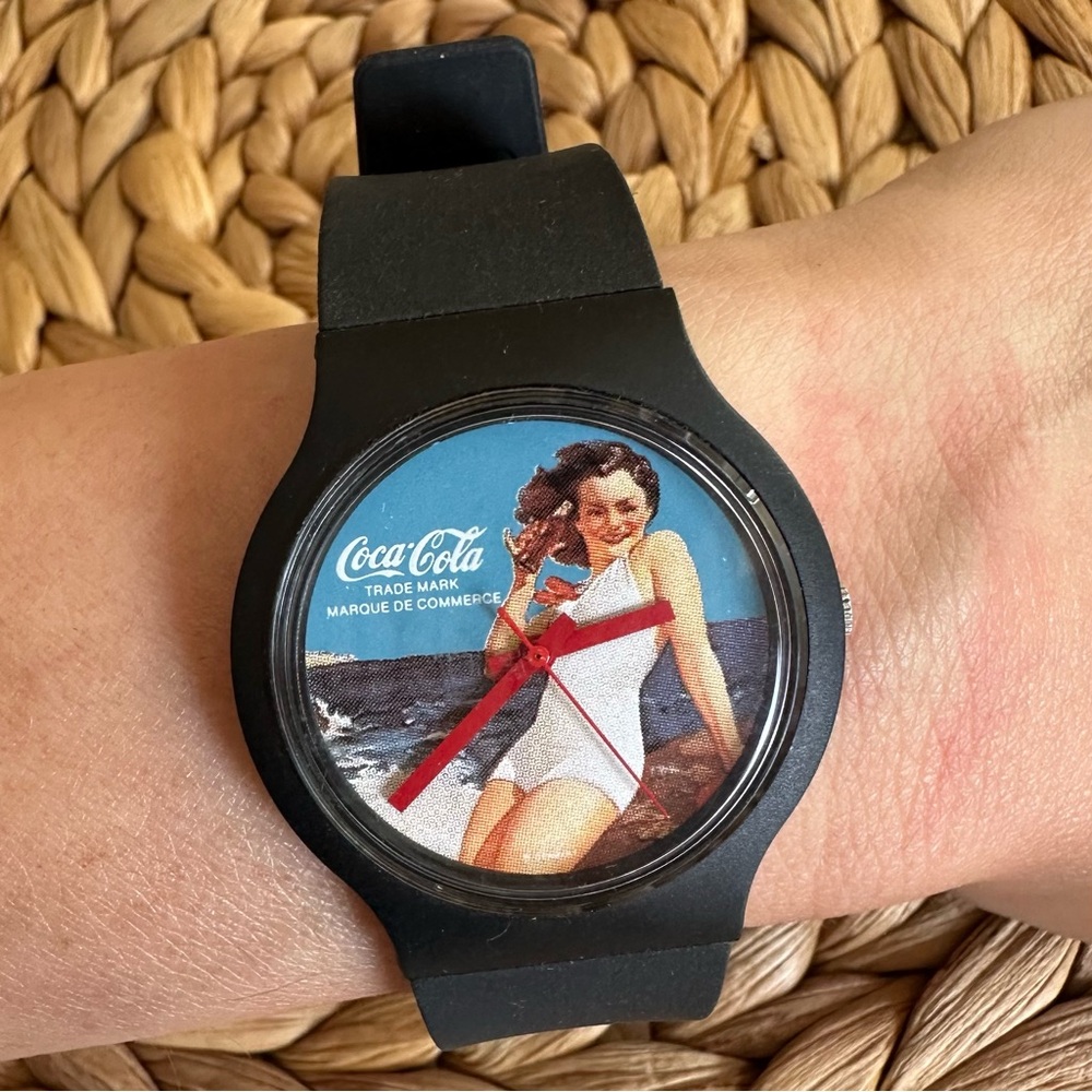 Coca Cola Black wrist watch vintage pinup girl